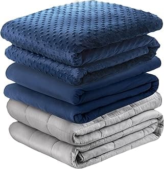 Cooling Weighted Blanket Twin with Removable Cover for Adult,Heavy Blankets 15 lbs, Minky Plush Coolmax Washable Covers Included ,Weight Distribution with Premium Glass Beads, 48x72 15 lbs Navy