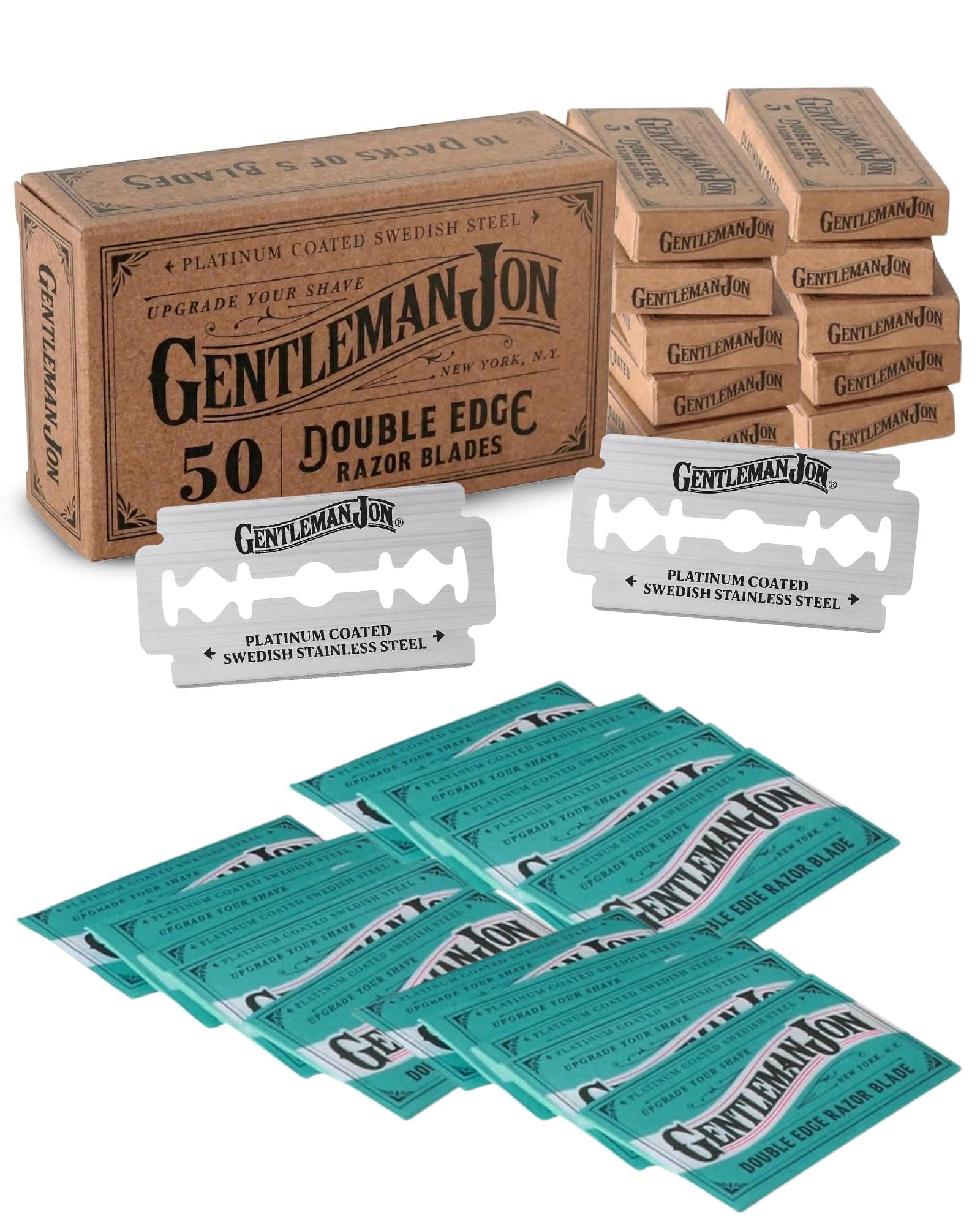 - 50-Pack Platinum Double Edge Razor Blades - Premium Swedish Stainless Steel Safety Razor Blades - Platinum Coated Blade For Smooth and Comfortable Shaves - Fits Most Men's Safety Razors