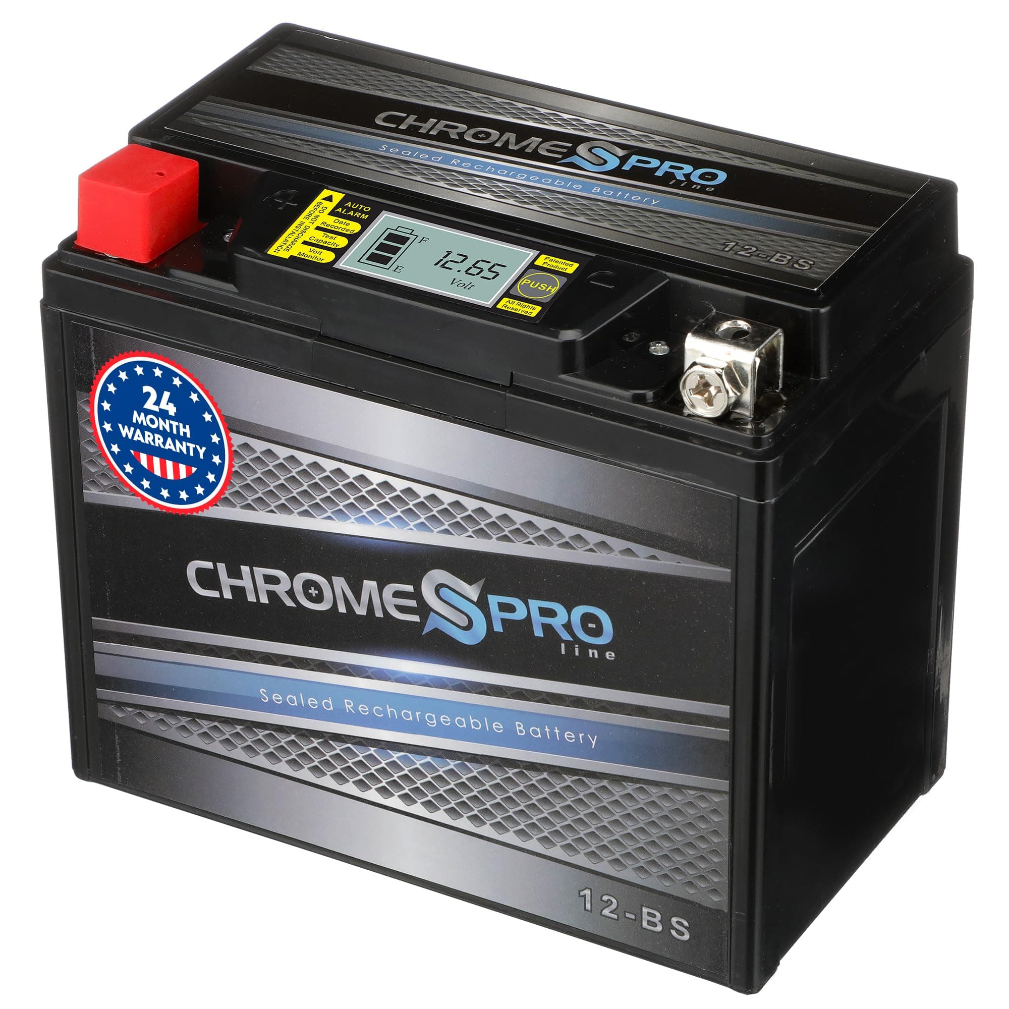 Chrome S Pro iGel 12-BS Maintenance-Free 12V 11Ah Battery Replacement for ATV, Motorcycle, Jet Skis, Scooter, UTV, and More - Nut and Bolt (T3) Terminal