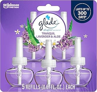 PlugIns Refills Air Freshener, Scented and Essential Oils for Home and Bathroom, Tranquil Lavender & Aloe, 3.35 Fl Oz, 5 Count