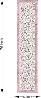 BLOCKS OF INDIA Hand Block Printed Cotton Table Runner for Center/Dining Table (13 X 72 Inches) (Floral), Red, Large
