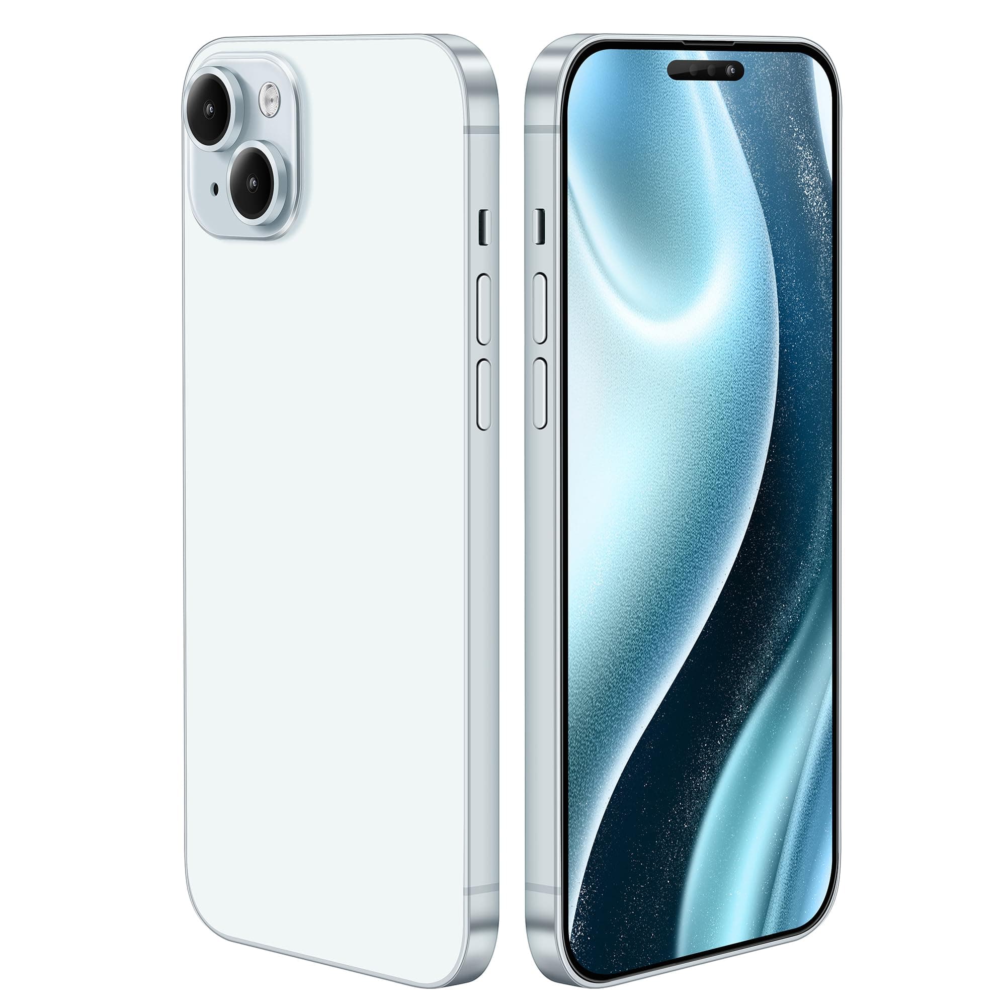 Mearar Dummy Fake Prop Phone Compatible with iPhone 15/15 Plus Non-Working Store Display Phones Kids Pretend Play Phone That Looks Real (for 15 Plus Blue Colorscreen)