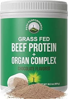 Grass Fed Beef Protein Powder + Organ Complex - Lactose Free Great Tasting Beef Protein Isolate - Animal Based Non Dairy No Whey Paleo Carnivore Supplement for Muscle Building - Chocolate Flavor