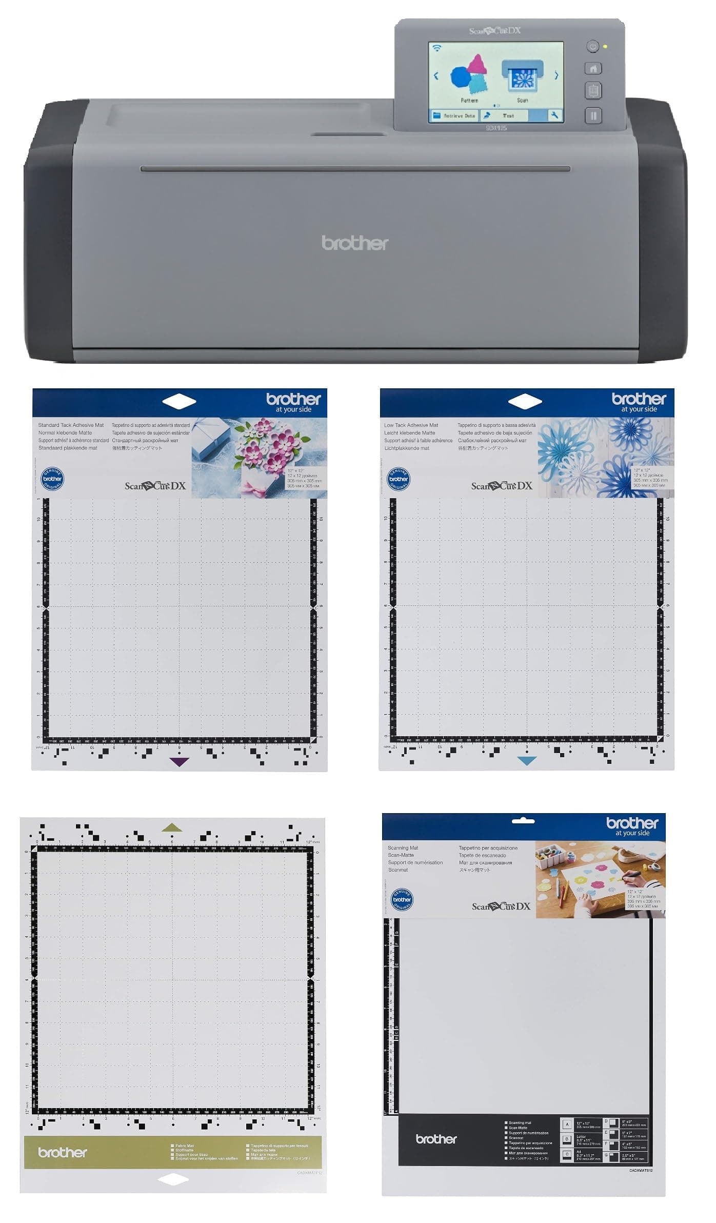 ScanNCut SDX125EGY Electronic DIY Cutting Machine with Scanner, Plus Fabric Mat, Scanning Mat, Standard & Low Tack Mats