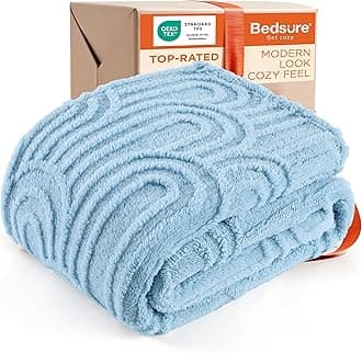 Bedsure GentleSoft Twin Blanket for Bed - Cozy Soft Blankets for Women, Cute Small Fleece Throws for Girls, Graduation Decorations Gift for Her Him School Dorm, Blue, 60x80 Inches
