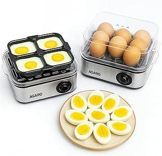 AGARO Grand Egg Boiler And Poacher, 2-in1 Boils 8 Eggs, Poach 4 Eggs, Steamed Vegetables, 3 Boiling Types, Stainless Steel Body, Transparent Lid, 500W, Silver