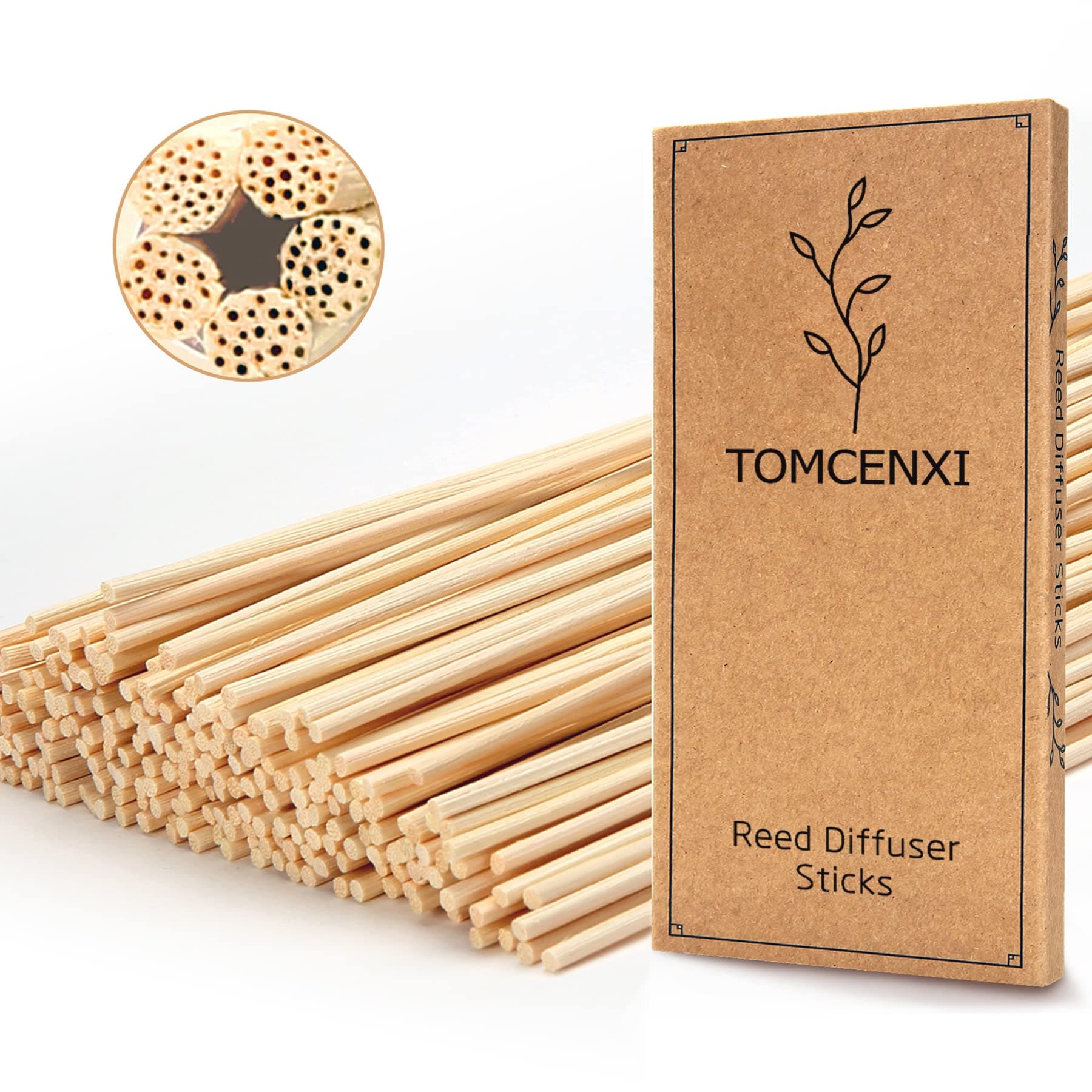 TOMCENXI Reed Diffuser Sticks,19 cm Natural Rattan Wood Sticks,Diffuser Refills,Essential Oil Aroma Diffuser Replacements Sticks for Home,Office (Natural Colour)