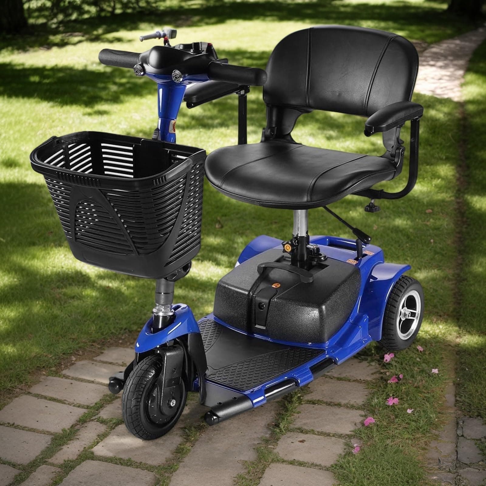 Electric Mobility Scooter for Adults, 12MPH Foldable Scooter with 18.6MPH Long Range Battery, Commuter Scooter, Portable Lightweight Design for Urban Travel (3-Wheel, Blue)