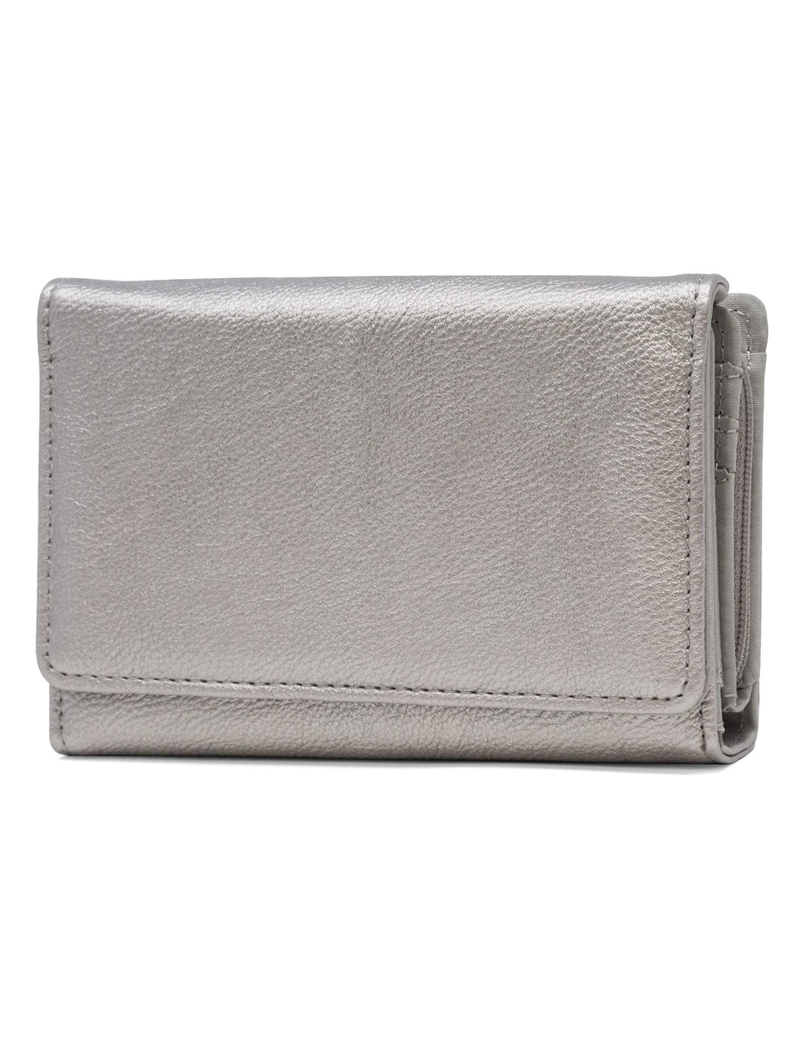 Mundi Small Womens RFID Blocking Wallet Compact Trifold Travel Wallet Clutch With Change Purse, (Pewter