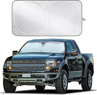 - EcoNour Truck Windshield Sun Shade with Storage Pouch | Reflective 240T Material Sun Shield for UV & Heat Protection | Foldable Windshield Cover | Must-Have Truck Accessories | X-Large (69"x35")