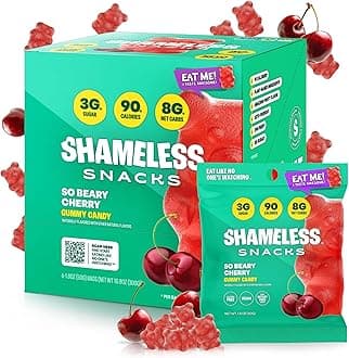 Snacks - Healthy Low Calorie Snacks, Low Carb Keto Gummies (Gluten Free Candy) - 6 Pack So Beary Cherry