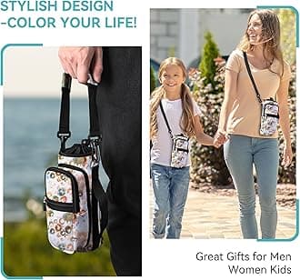 AUPET Water Bottle Sling Bag Sleeve Holder Carrier 25/32/40/64 oz,Insulated Crossbody Water Bottle Case Cover with Strap and Pockets for Men/Women Walking Hiking (Watercolor Style, 25oz)