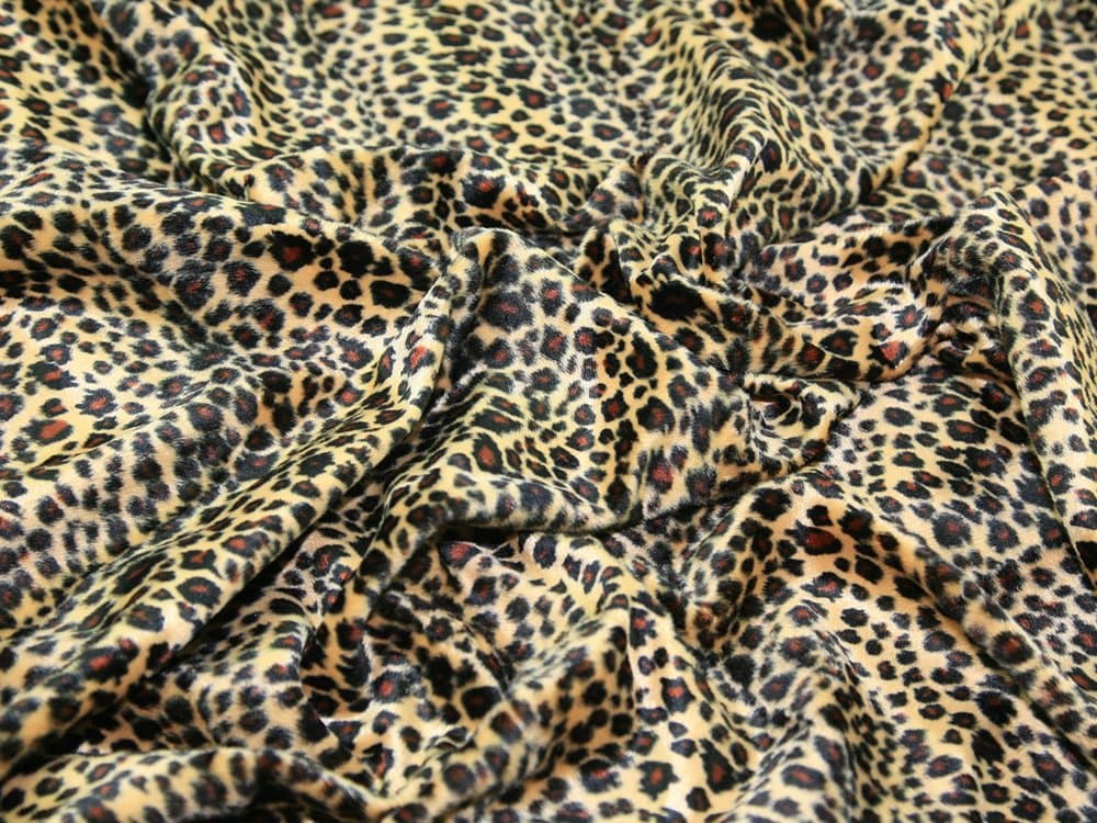 58" wide Animal Print Polyester Velboa Fabric Leopard - per metre