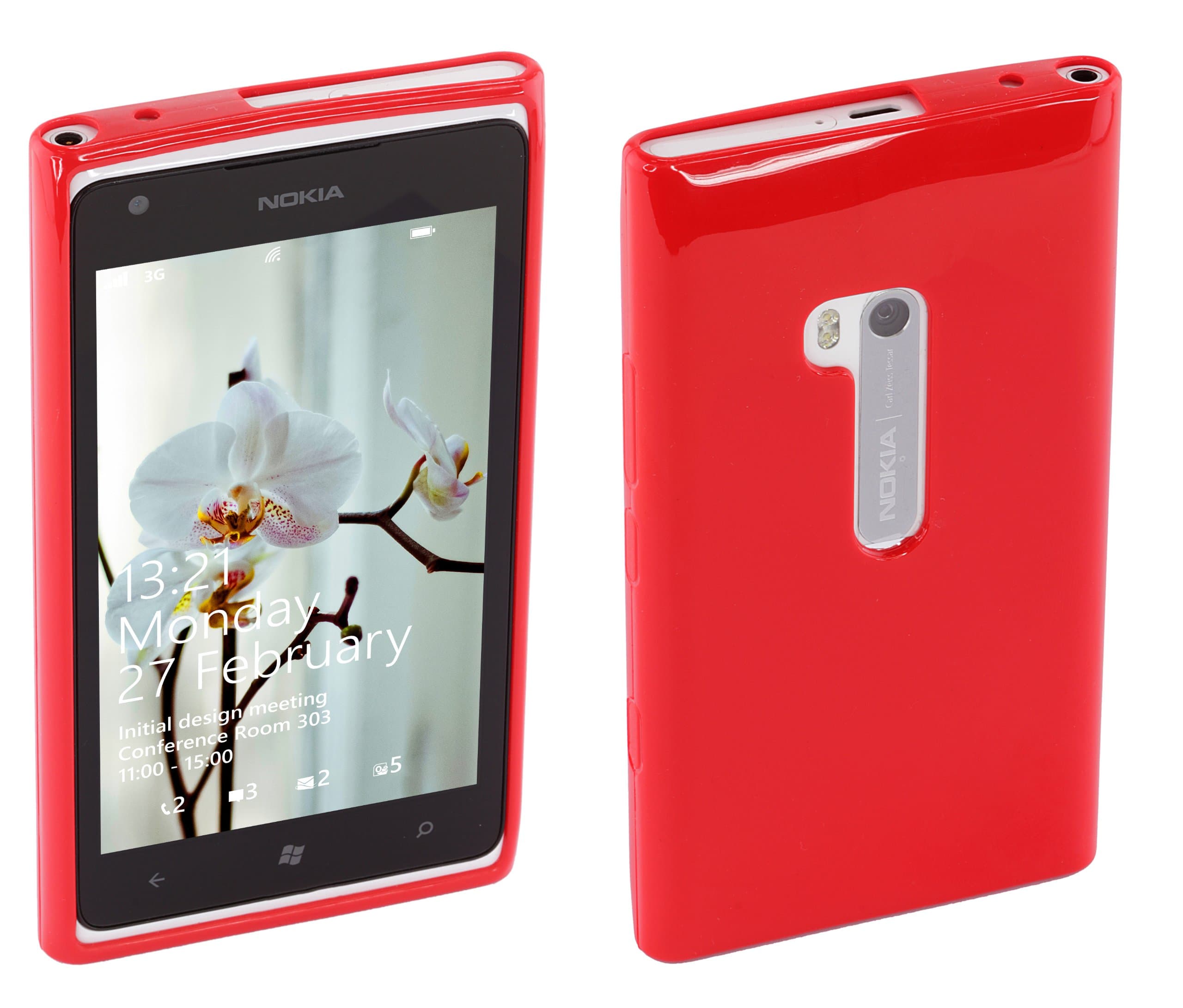 Works with Nokia Licensed Silicone Case Cover for Nokia Lumia 900 - Red
