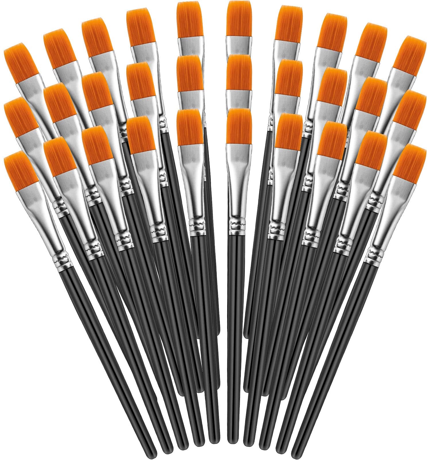 YGAOHF 30 Pcs Kids Paint Brushes - Soft Bristle, Easy Clean, Short Flat, Preschool, Acrylic, Watercolor, Face, Detail