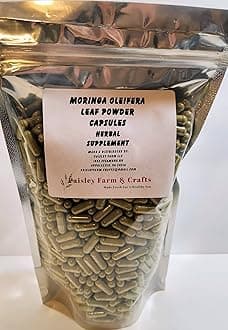 Paisley Farm and Crafts Moringa Oleifera Leaf Capsules Non GMO - Herbal Supplement - 100% Pure Leaf Powder! (1000) - Made Fresh ON Demand!