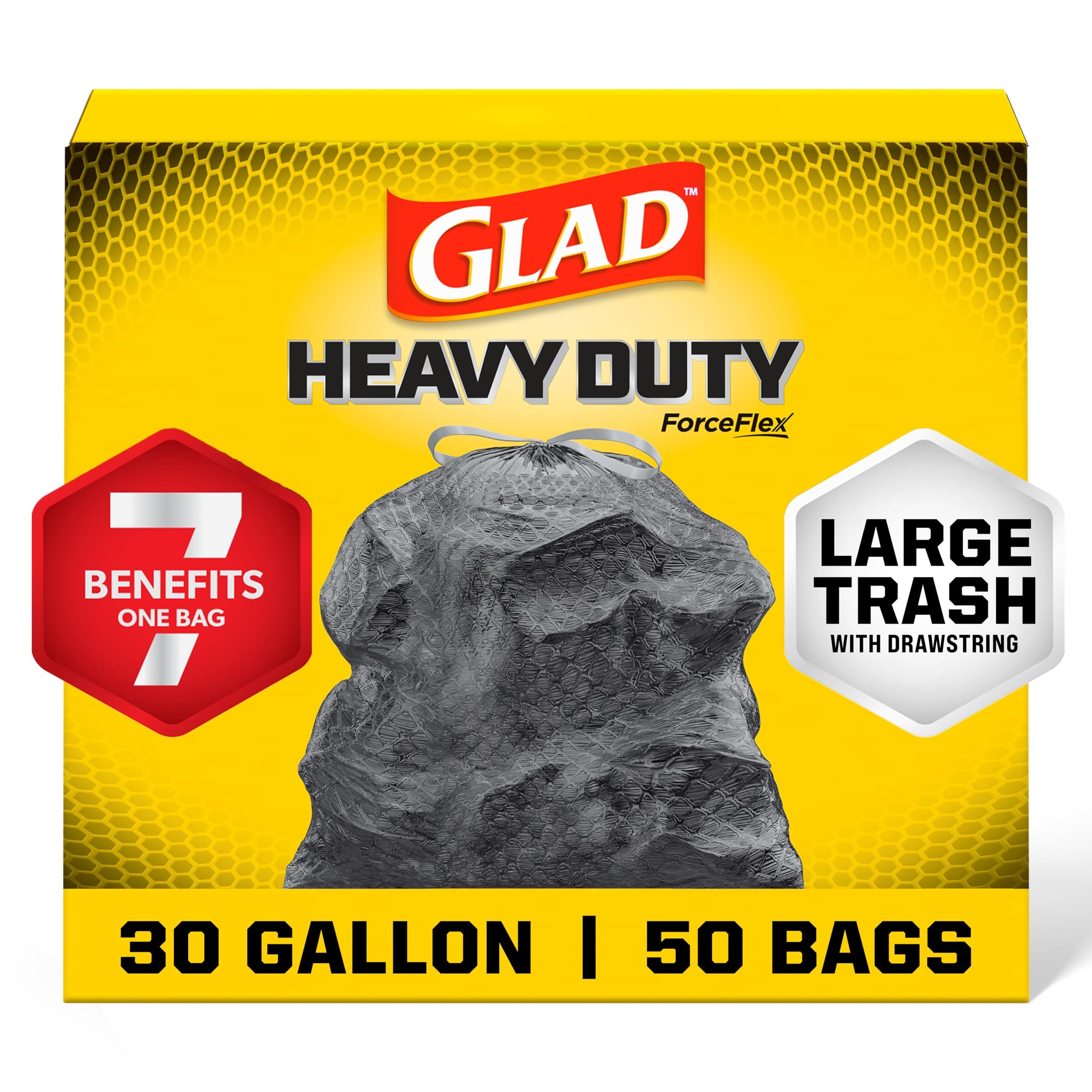 Glad ForceFlex Extra Strong Outdoor Drawstring Large Trash Bags