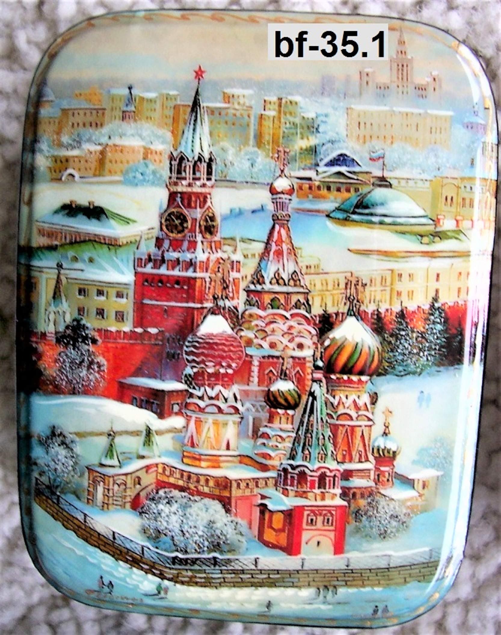 Fedoskino Russian Lacquer Box"Saint Basil's Cathedral"
