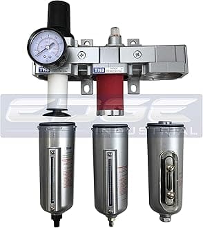 3 STAGE, HEAVY DUTY INDUSTRIAL GRADE FILTER REGULATOR COALESCING DESICCANT DRYER SYSTEM FOR COMPRESSED AIR LINES, METAL BOWLS, GREAT FOR PAINT SPRAY AND PLASMA CUTTER (3/4" NPT, AUTO DRAIN)