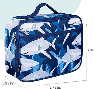 Wildkin Kids Insulated Lunch Box Bag for Boys & Girls, Reusable Kids Lunch Box is Perfect for Elementary, Ideal Size for Packing Hot or Cold Snacks for School & Travel Bento Bags (Sharks)