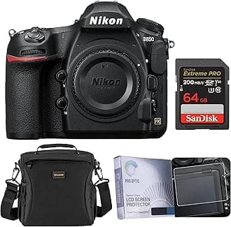 Nikon D850 DSLR Camera, with 64GB Memory Card, Slinger Shoulder Bag, Screen Protector, Nikon 1 Year Warranty