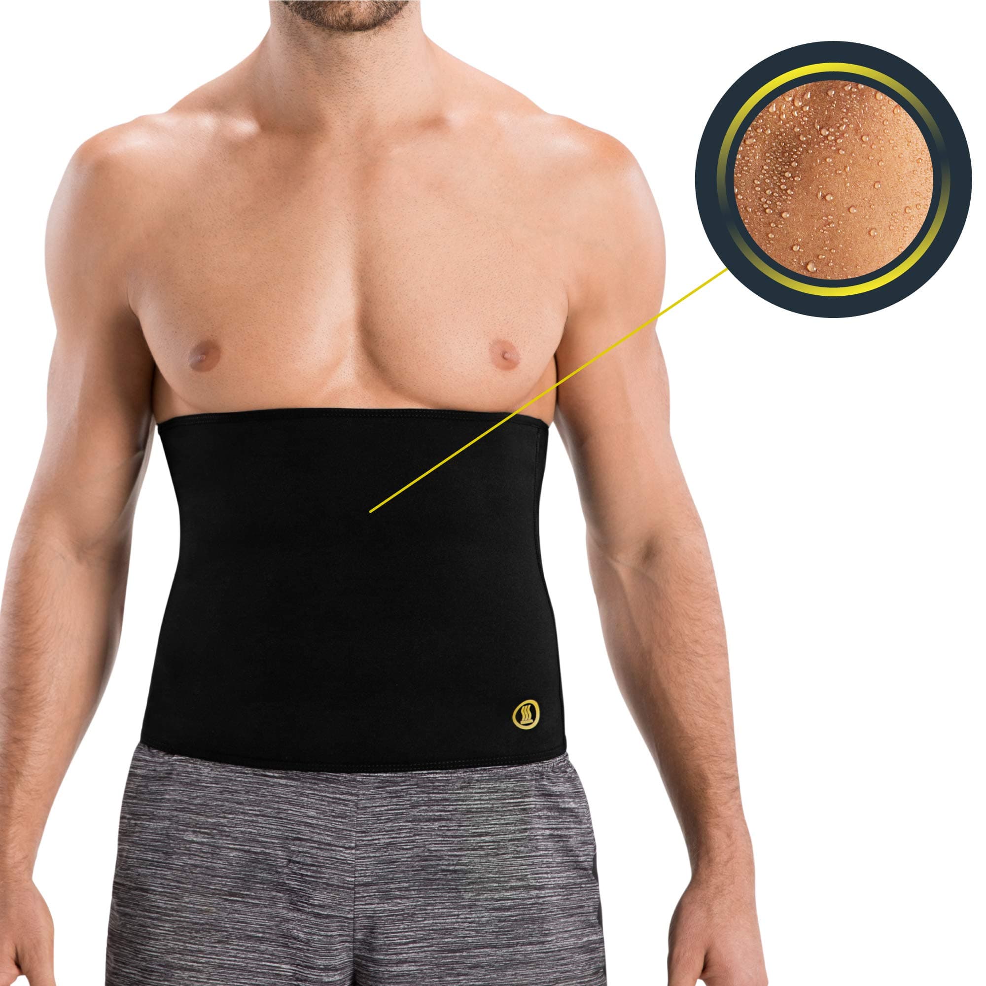 HOT SHAPERS Hot Belt for Men – Abs Stimulator Workout Sweat Band (Black, XL)