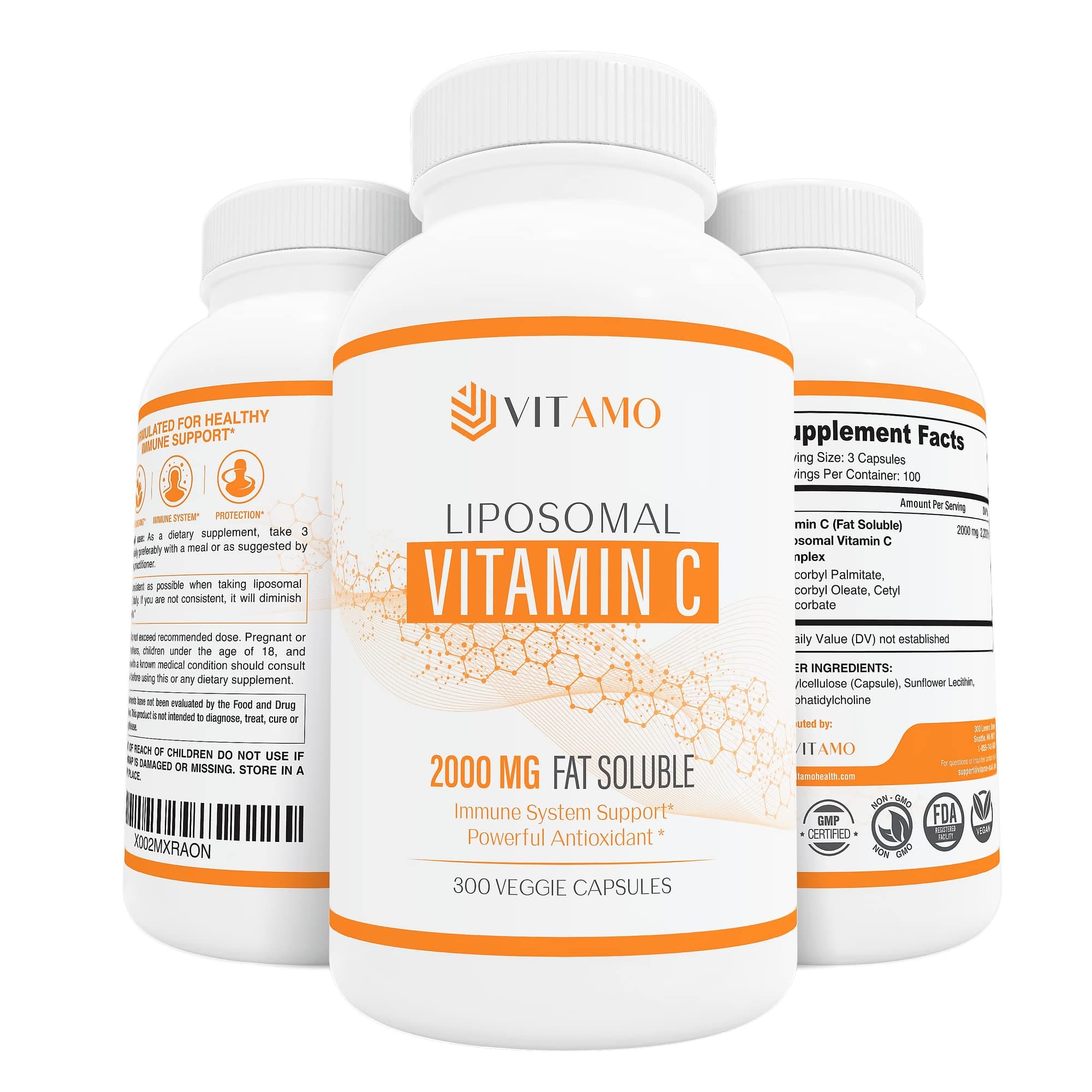 ALMO Premium Liposomal Vitamin C 2000mg, 300 Capsules Immune Support & Collagen Booster | High Absorption Ascorbic Acid, High Dose Vitamin c Liposomal VIT C, Zero Soy, 100% Non–GMO