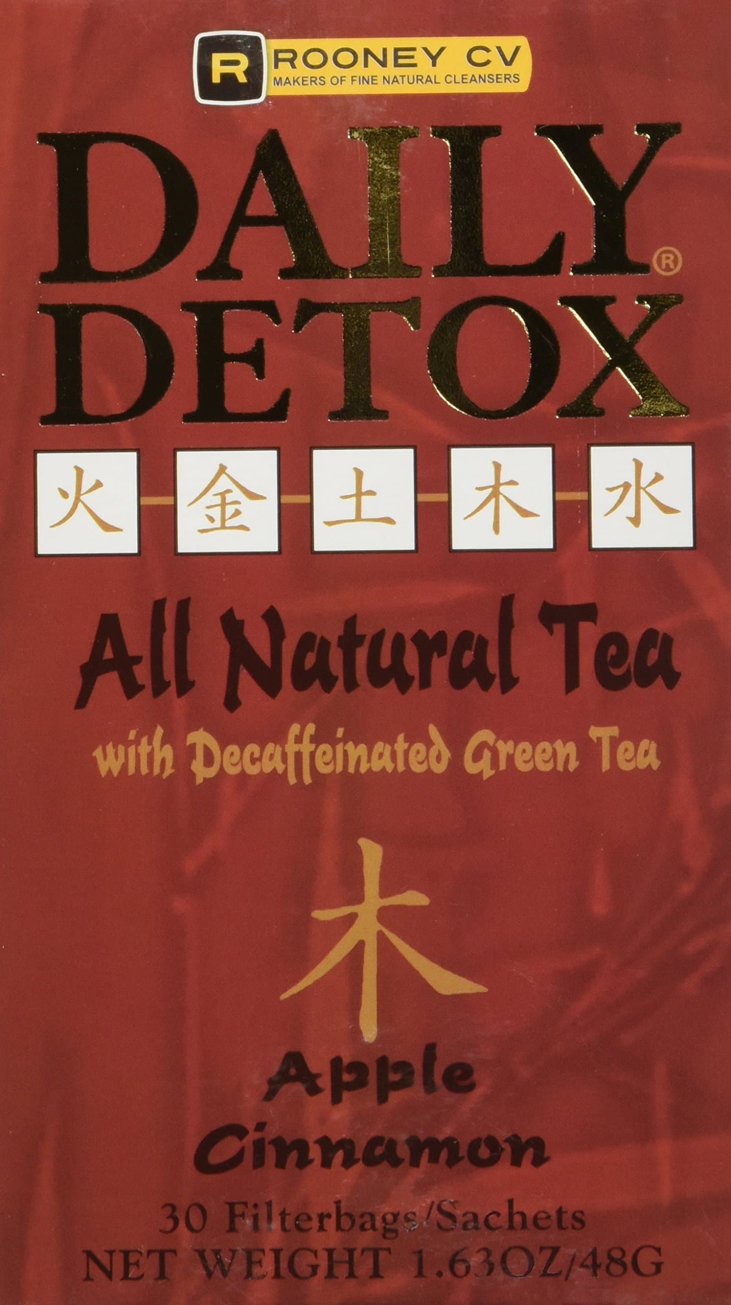 Daily Detox All Natural Tea, Decaffeinated Apple Cinnamon Green Tea, 30 Count