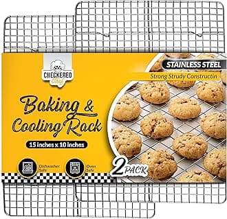 Cooling Racks For Baking - 10 x 15 Inches - Stainless Steel Cooling Rack/Baking Rack Set of 2 - Oven Safe Wire Racks Fit Jelly Roll Pan - Small Grid Perfect To Cool and Bake