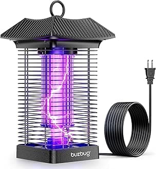 Buzbug LED Bug Zapper Indoor Outdoor, LED Bulbs Up to 50,000 Hours, 6.5ft Power Cord, High-Voltage, Sustainable Less Power, Mosquito Zapper, Fly Trap Mosquito Trap, Fly Killer Fly Zapper -MO005B