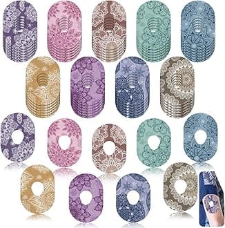 TrelaCo Adhesive Patches Compatible with G7 Waterproof Breathable Colorful Mandala Floral Pattern Pre-Cut for Continuous Glucose Monitor Protection 36 Pieces