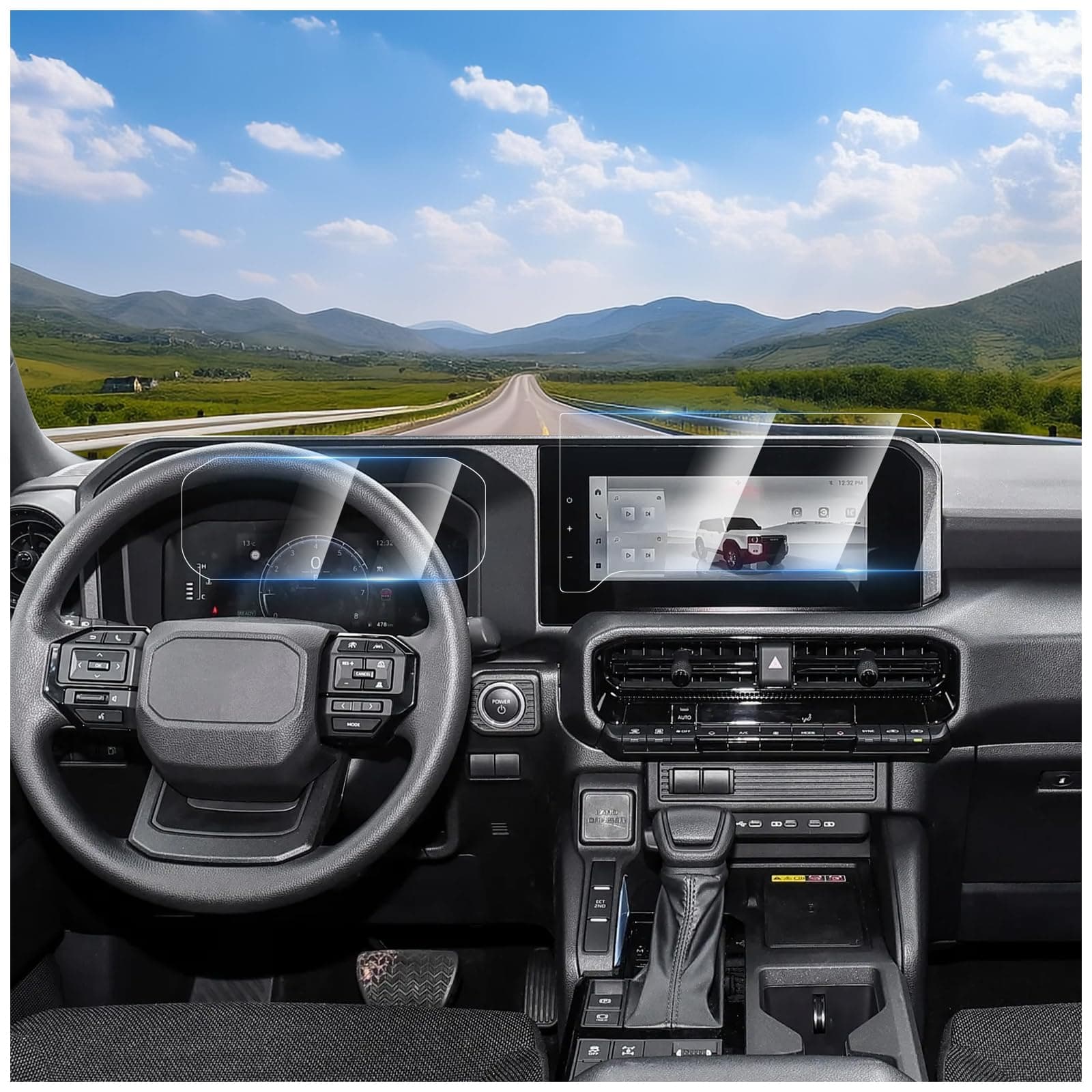 2Pack Screen Protector Foils Fit for Toyo ta Land Cruiser Prado 250 2024 2025 12.3-inch Navigation Screen Protector and Dashboard Screen Tempered Glass Touch Display Anti Scratch Protective Film Accessories