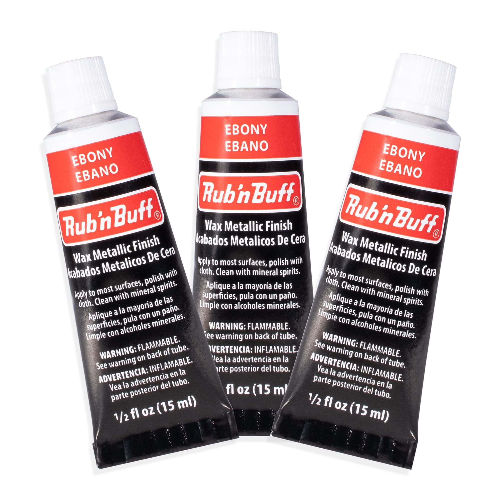 AMACO Rub n Buff Wax Metallic Finish - 3 Rub n Buff Ebony 15ml Tubes - Versatile Gilding Wax for Finishing Furniture Antiquing and Restoration - Rub and Buff Colors Set of Three