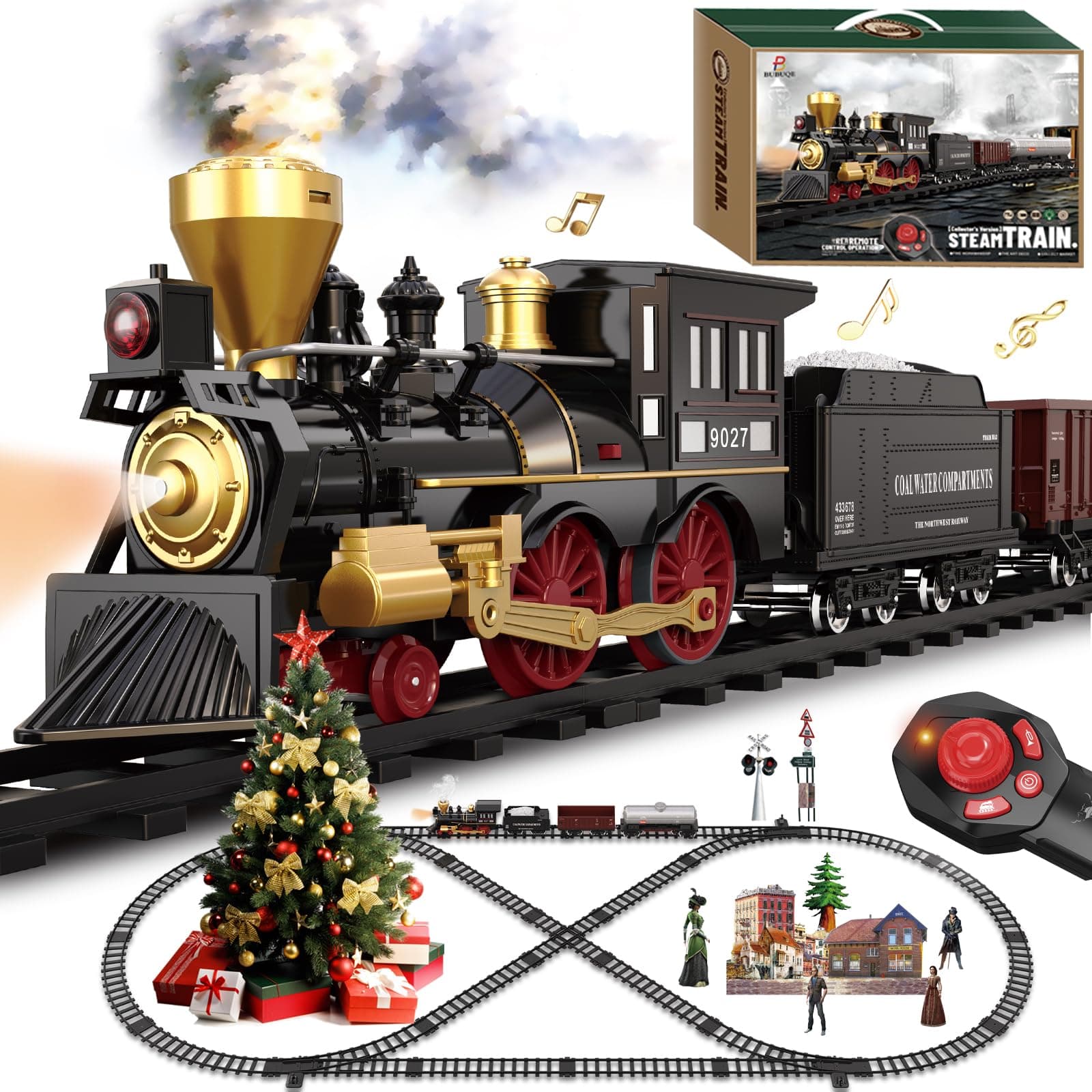 – Train Set for Kids Remote Control Train Toys w/Steam Locomotive, Cargo Cars & Luxury Tracks, Electric Trains w/Realistic Smoke,Sounds & Lights, Christmas Birthday Gift for Boys Girls 3 4 5 6 7+…