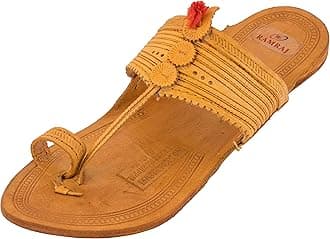 RAMRAJ Kolhapuri Chappal for Men Kolhapuri Footwear Leather Kolhapuri Chappal for Mens Kolhapuri Sandals for Mens Kolhapuri Footwear kolapuri Sleeper kolapuri chapal Men- 7 UK Yellow