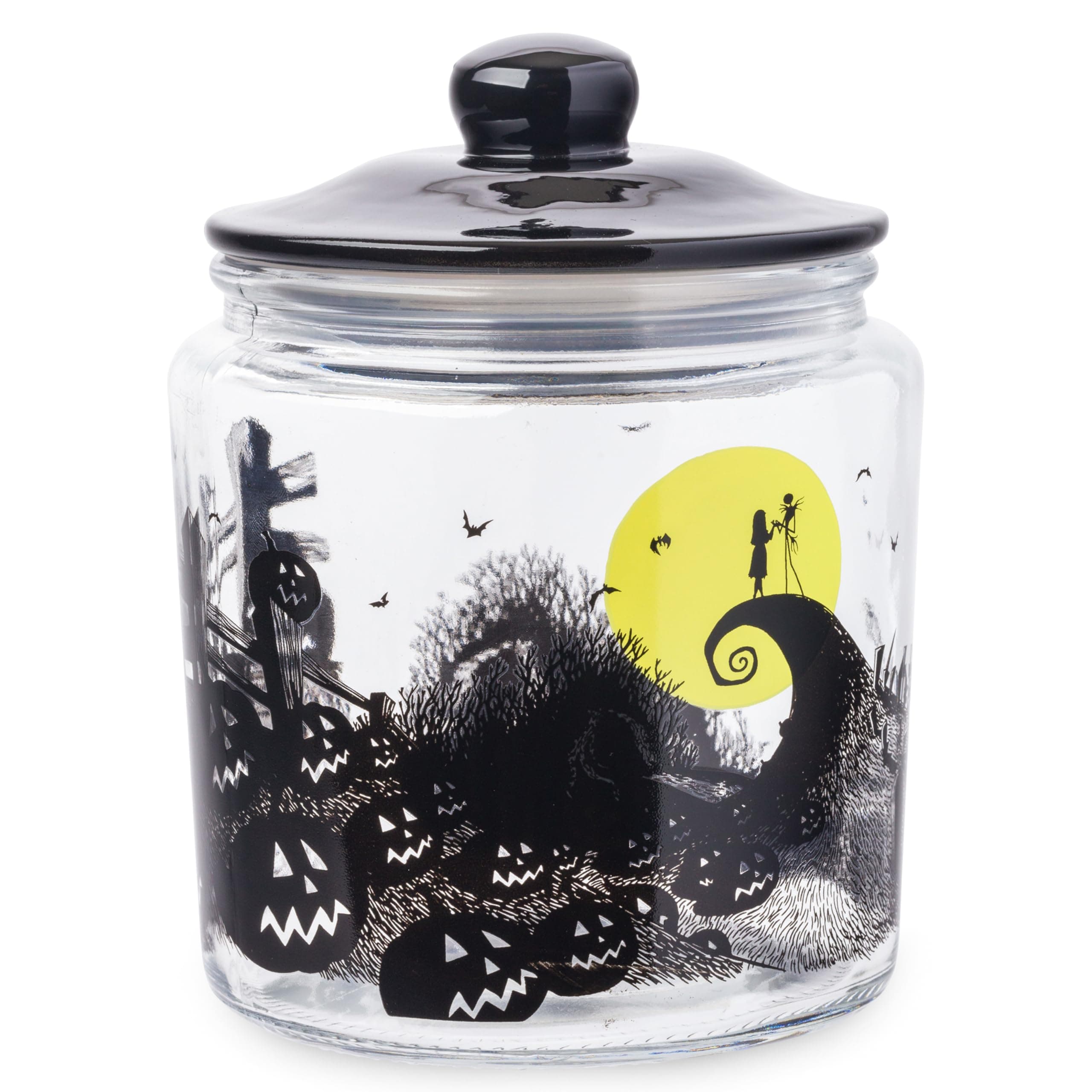 Disney Nightmare Before Christmas Moon Hill Graveyard Glass Jar with Lid