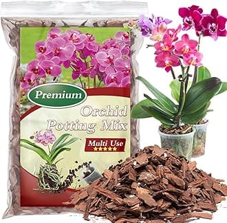 Orchid Bark Potting Mix,Premium Orchid Potting Mixture of Pine Bark and Perlite,Good Ventilation and Water Retention for Repotting Orchids and Growing Indoor Plants,1QT