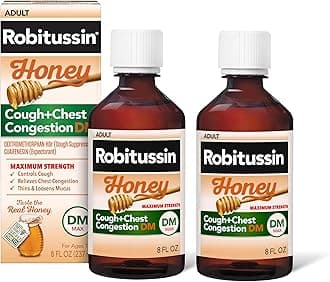 Robitussin Maximum Strength Honey Cough Plus Chest Congestion DM, Cough Medicine for Cough and Chest Congestion Relief Made with Real Honey for Flavor - 8 Fl Oz x 2
