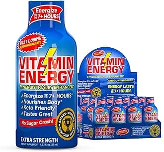 B12 11,000% Extra Strength Energy Shot Açaí Pomegranate 12 Pack, 260mg Natural Caffeine, B12 & B6, Nootropic Focus, Vitality, Zero Sugar, Gluten-Free, Vegan, Kosher, 1.93 fl oz
