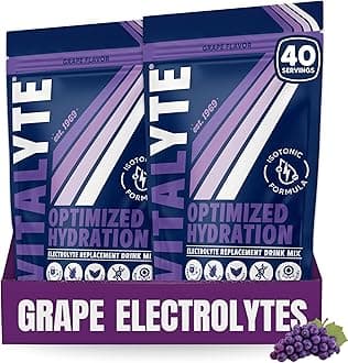 Vitalyte Natural Electrolyte Powder Drink Mix, Gluten Free, 40 2 Cup Servings Per Container (GRAPE-2PACK)