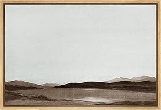 SIGNFORD Framed Canvas Wall Art Monochromatic Brown Mountains and Valleys Landscape Wilderness Oil Painting Impressionism Traditional Scenic for Living Room, Bedroom, Office - 16x24 inches