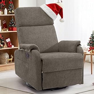 Recliner Chairs, Swivel Rocking Recliner Chair for Adults, Glider Rocking Chair, Small Nursery Recliner for Living Room, Reclining with Modern-Designed Armrests, Chenille, Brown