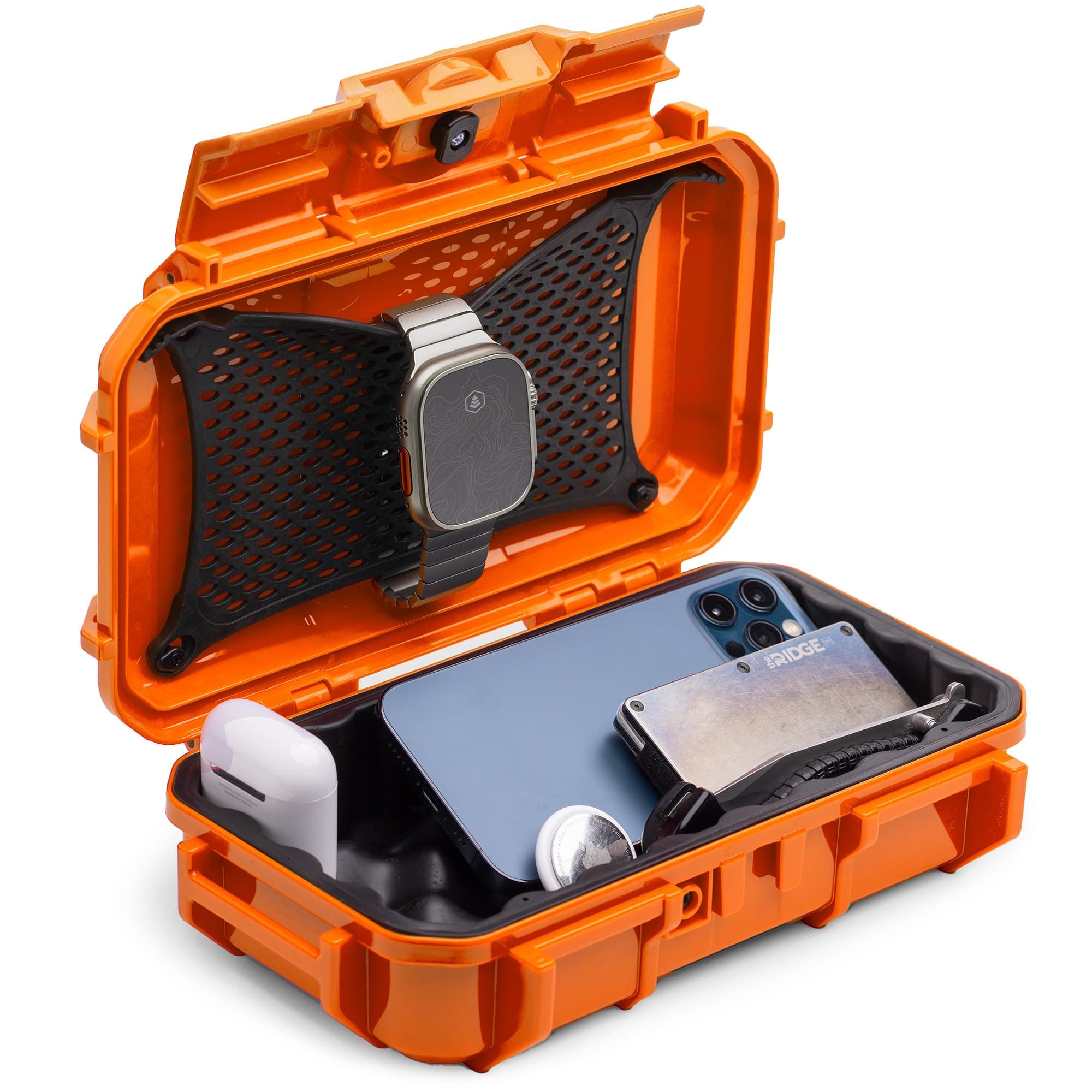 Evergreen 56 Dry Box - EDC Tough Protective Case USA Made for Organization of Cameras, Phones, Camping, Fishing, Hiking, Water Sports (Orange)