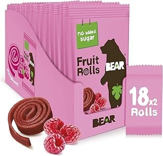 Fruit Rolls Raspberry 100% Natural Ingredients No added sugar Healthy School And Lunch Snacks For Kids And Adults 18 x 20g