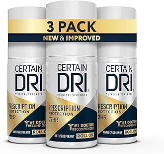 Certain Dri Prescription Strength Clinical Antiperspirant | Doctor Recommended Hyperhidrosis Treatment | 72 Hour Protection from Excessive Sweating | Roll-On | 1.2 Ounces | Pack of 3