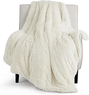 Bedsure GentleSoft Fuzzy Sherpa Faux Fur Twin Blanket Cream Cozy Gifts for Women, Soft Fleece Plush Warm Minky Thick Blanket Twin Size for Bed, Couch, Room Dorm Essentials Cream Decor Gifts, 60x80