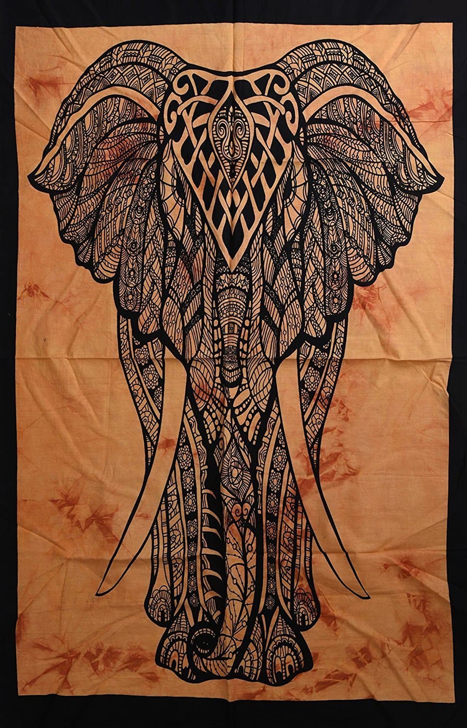 Tapestry Lovers Orange Front Face Elephant Psychedelic Cotton Printed Wall Hanging Poster 40 X 30 Inches