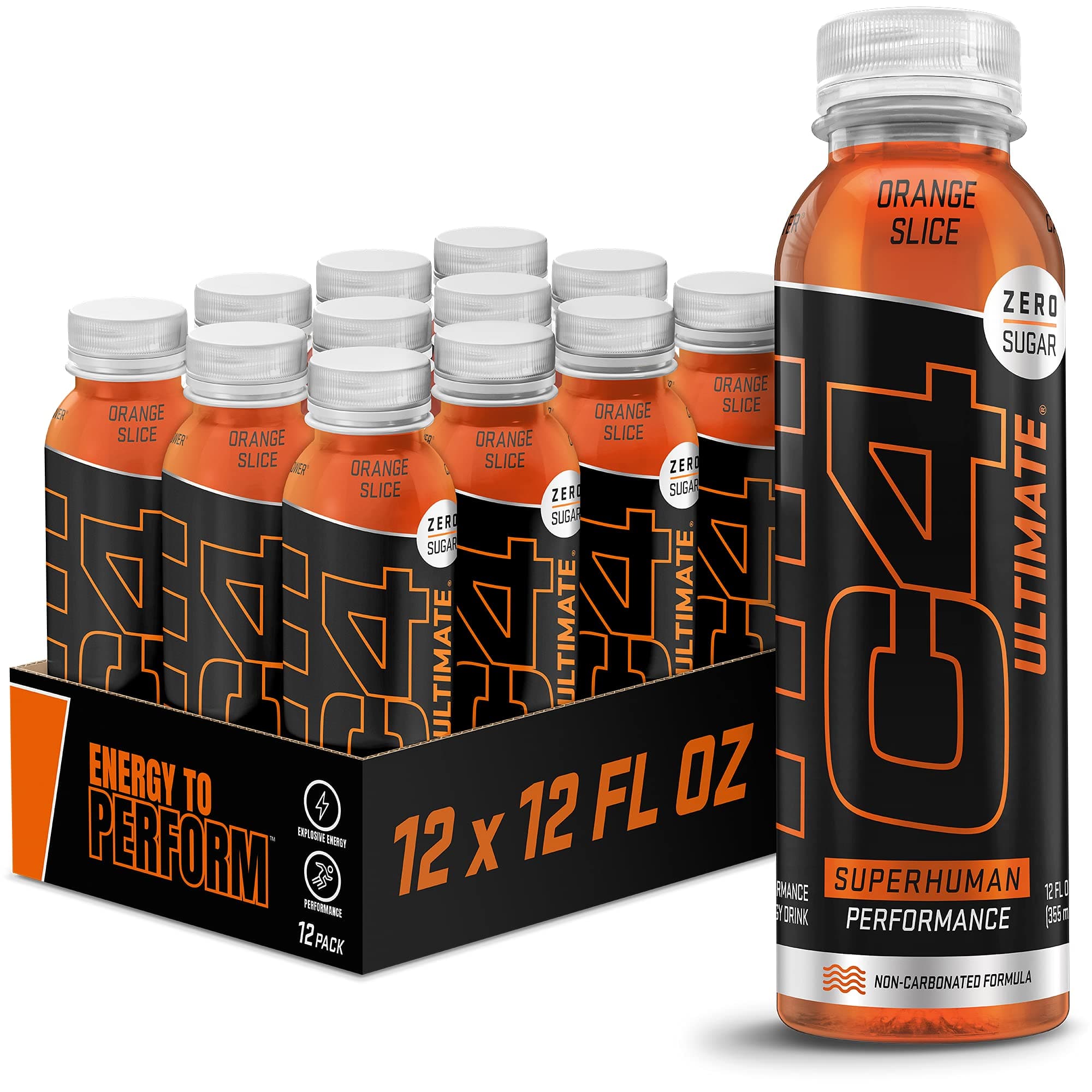 Ultimate Non-Carbonated Zero Sugar Energy Drink, Pre Workout Drink + Beta Alanine, 12 Fl Oz (Pack of 12)