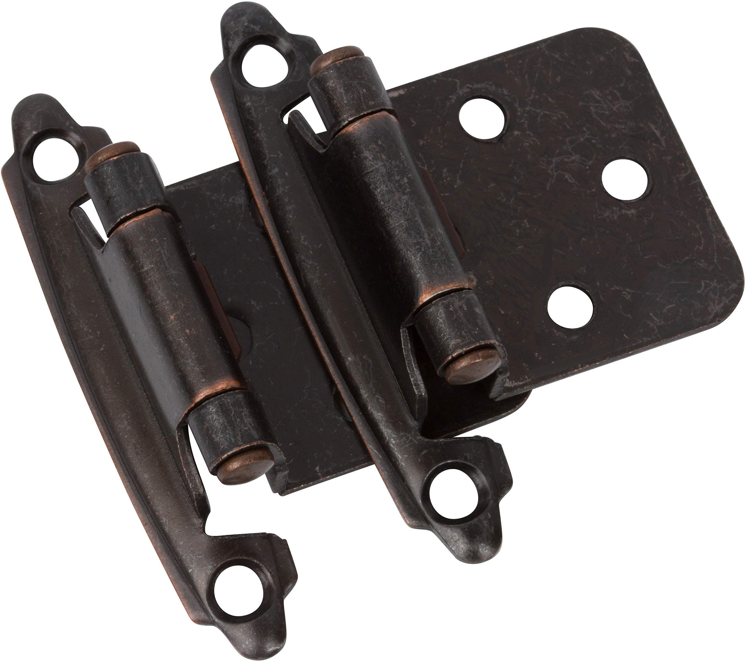 Oil Rubbed Bronze Cabinet Hinges for Kitchen Cabinets (25 Pair -50 Pcs) -1/2" Overlay (Variable) -Self Closing Kitchen Cabinet Hinges Flush Mount w/Silicon Bumpers & Upgraded Screws