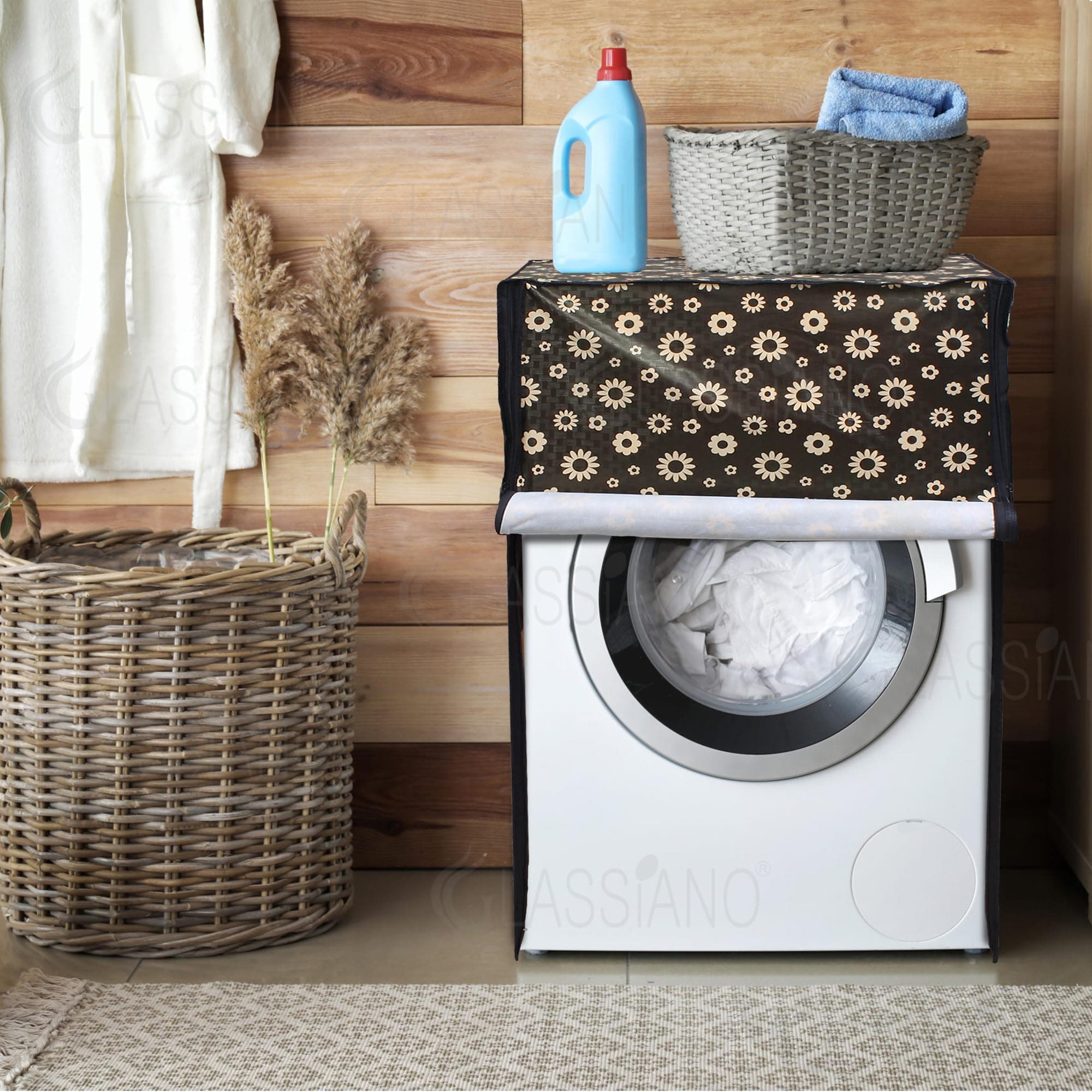 Glassiano Fully Automatic Front Load Waterproof Washing Machine Cover for Samsung/ IFB/ LG/ Godrej/ Whirlpool/ Bosch/ 5 kg, 5.2 Kg, 5.5 Kg